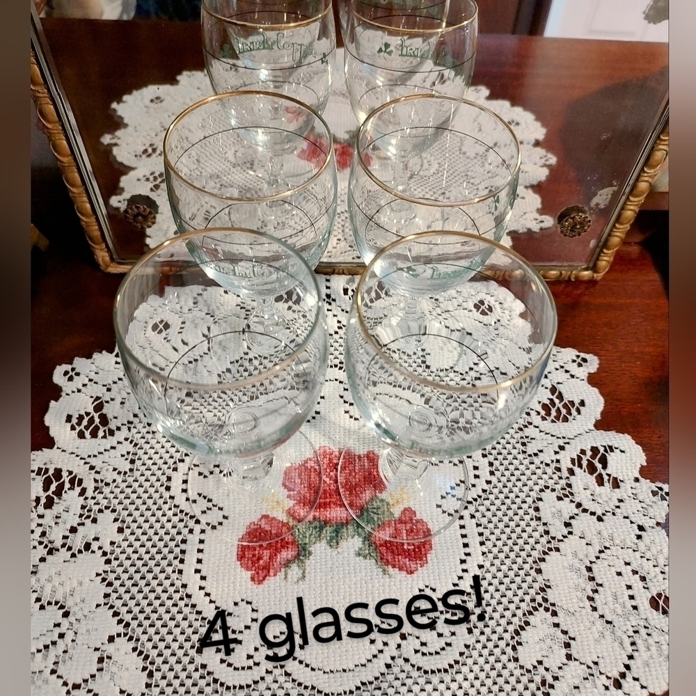 Set Of 4 - Irish Coffee Glass & 22K gold rim 6” made In France-No Box 50's/60's?